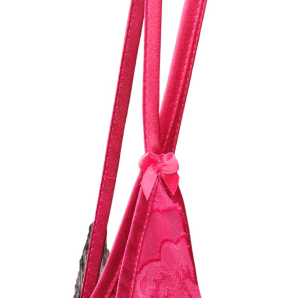 Red Nightie Nightgown Slip Dual Layer Bow Adjustable Strap Lingerie Large Floral - Picture 7 of 7